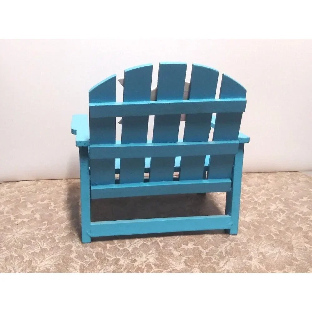 ?ADIRONDACK BEACH CHAIR Doll chair Blue wooden w/fish RARE